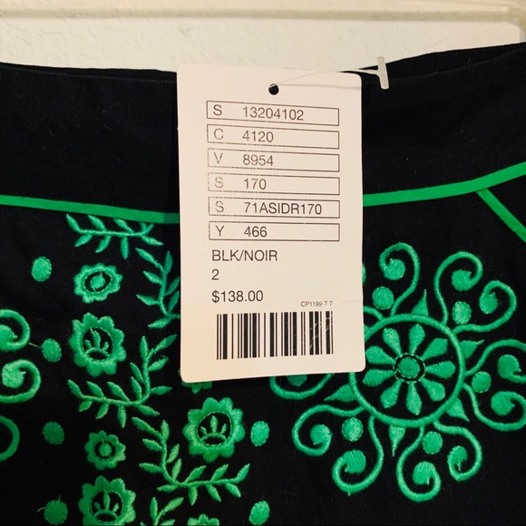 NWT Anthropologie black skirt with green detail - Picture 2 of 3